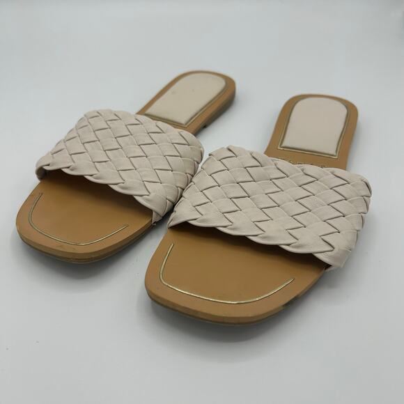 Tahari Slides 8.5 Woven Braided Strap Sandals Cream Beige Flat Slip‑On Minimal - Picture 10 of 12